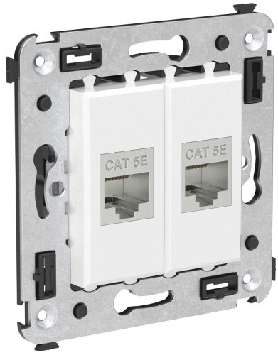 Розетка компьютерная экранированная без рамки DKC Avanti 2-м. RJ45+RJ45 5е белое облако картинка